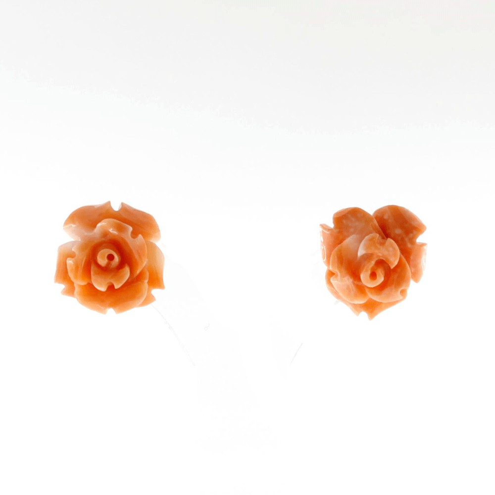 Orecchini di corallo rosa con rosellina