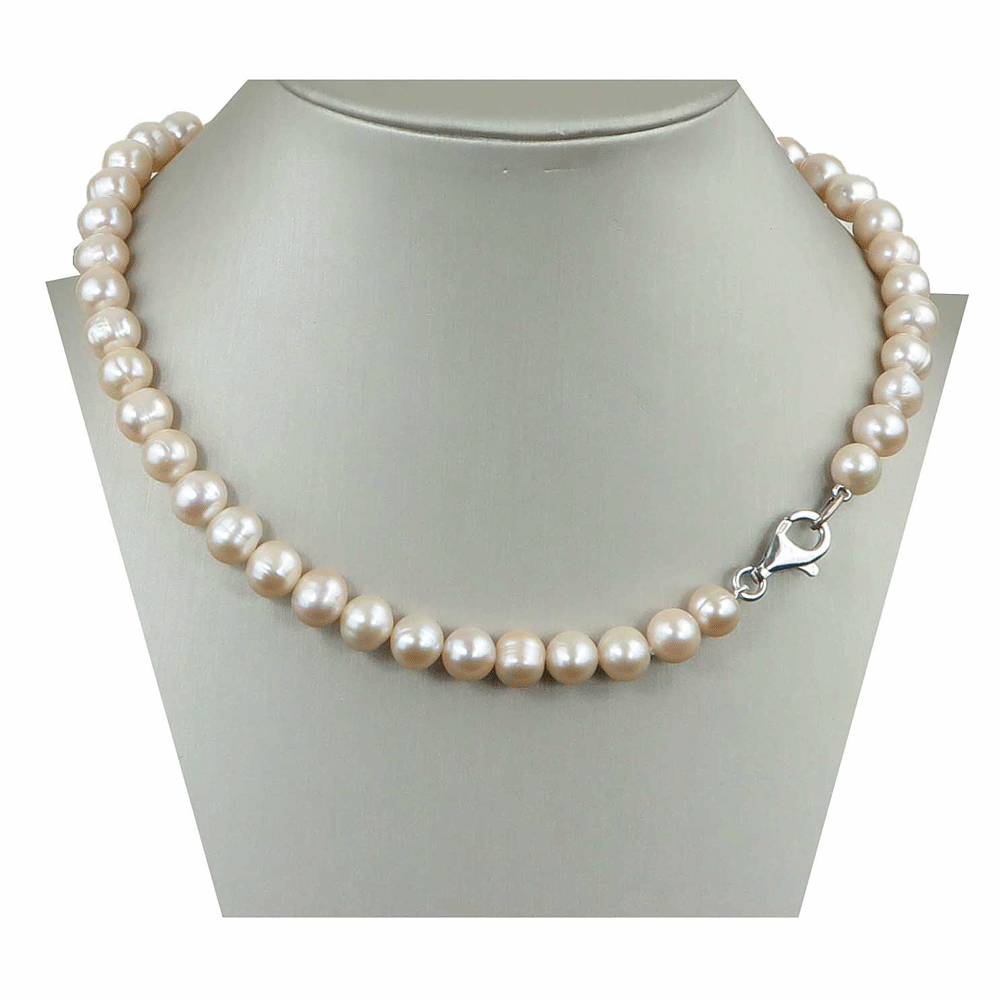 Collana girocollo di perle di fiume rosate