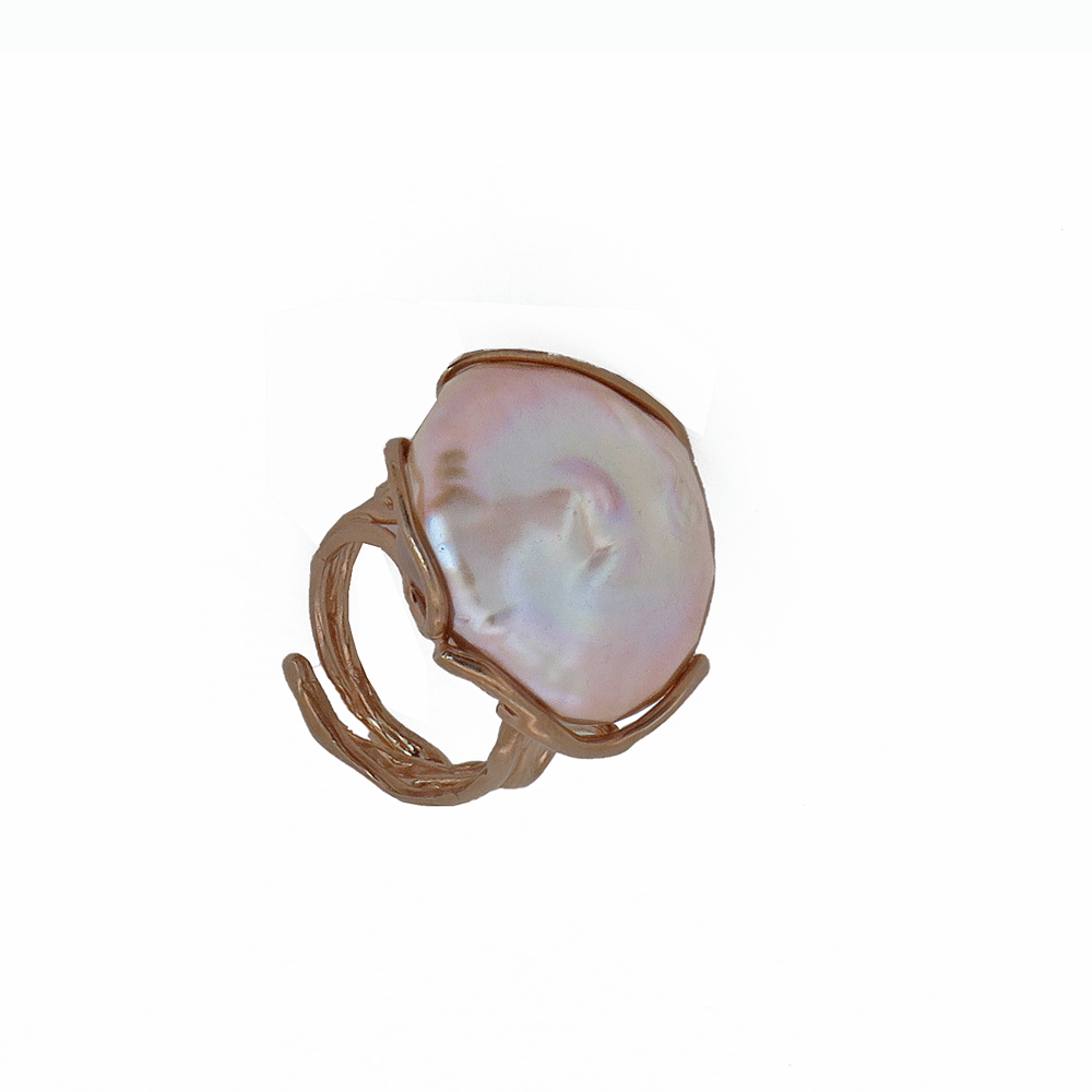 Anello con perla e argento roseè