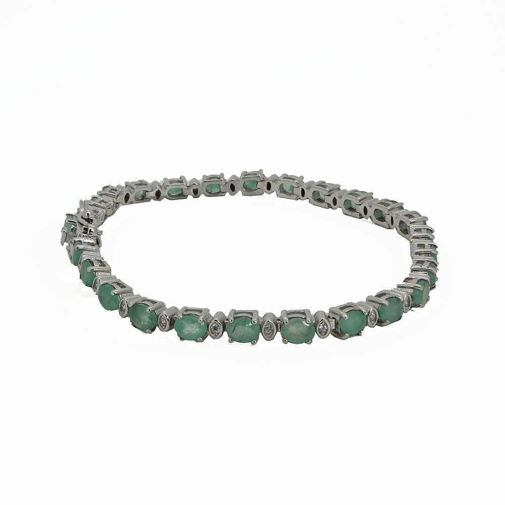 Bracciale tennis in argento con smeraldi