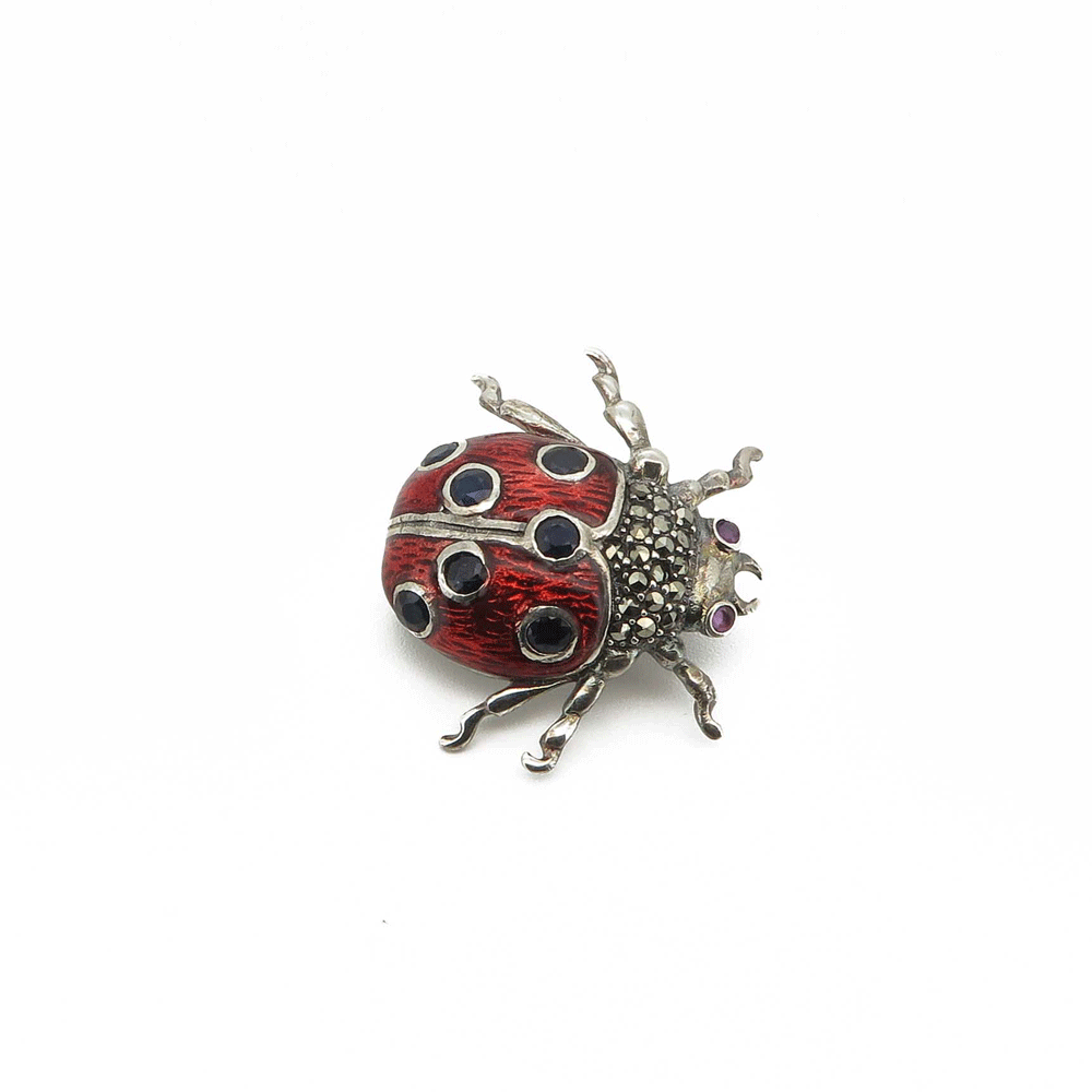Spilla gioiello in argento con coccinella