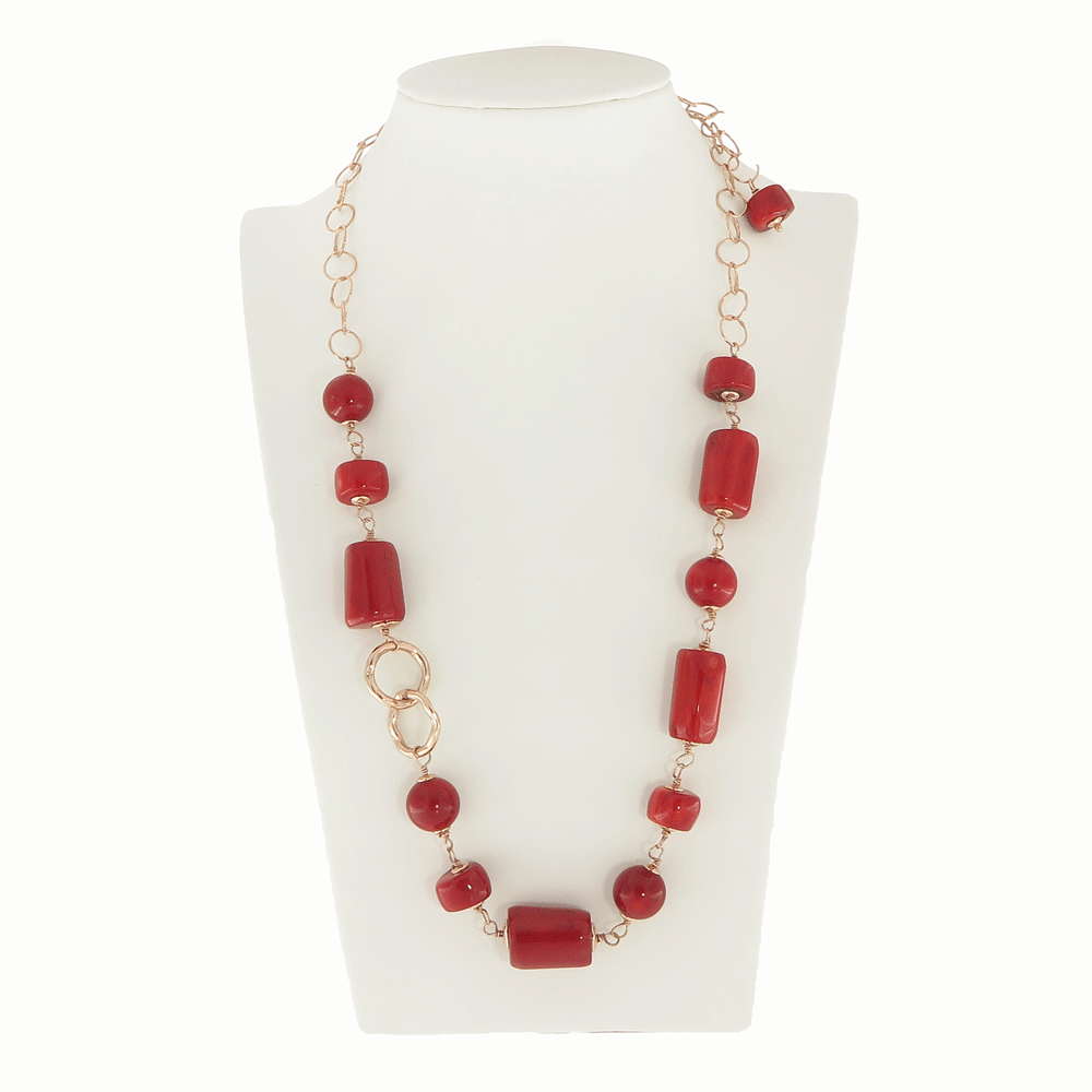 Collana lunga con corallo bambù