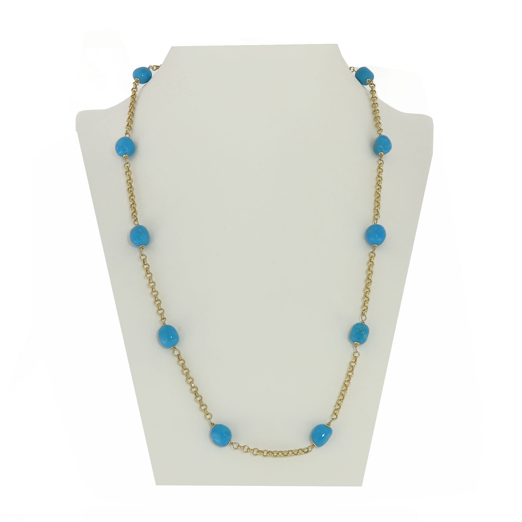 18kt gold necklace with natural turquoise