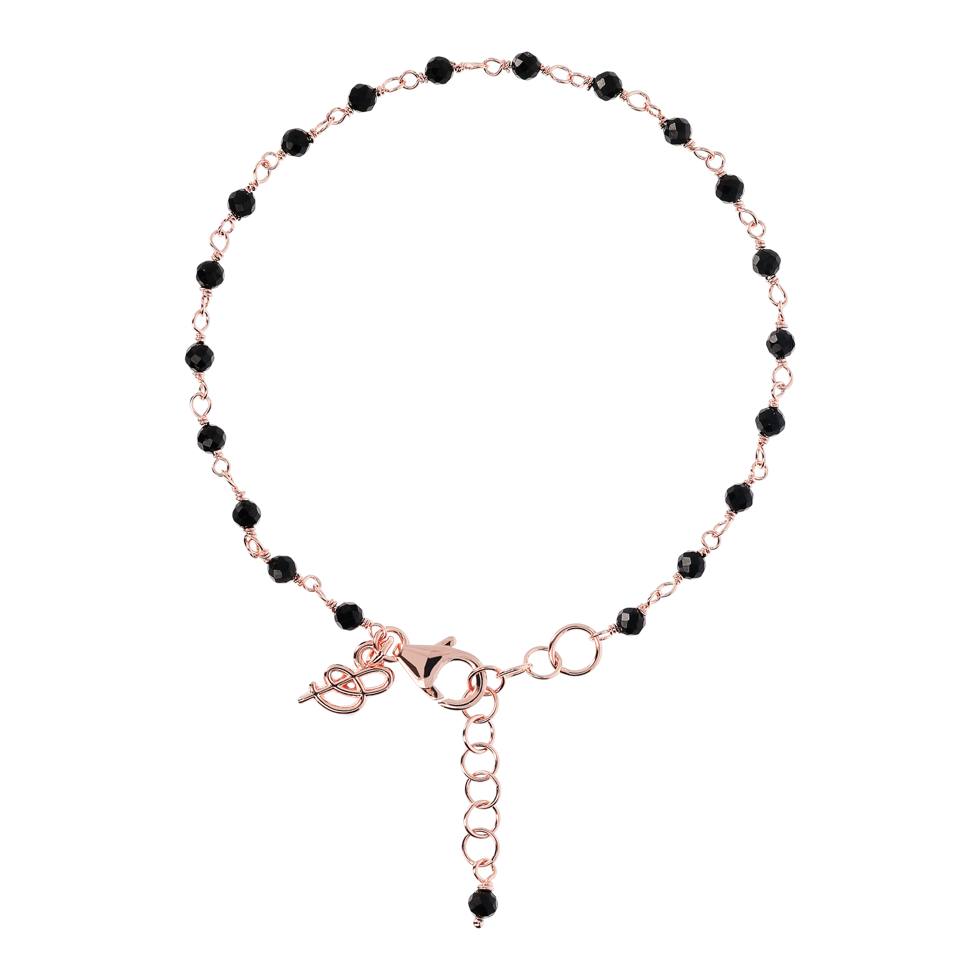 Rose Rosary Bracelet with Black Onyx Stones