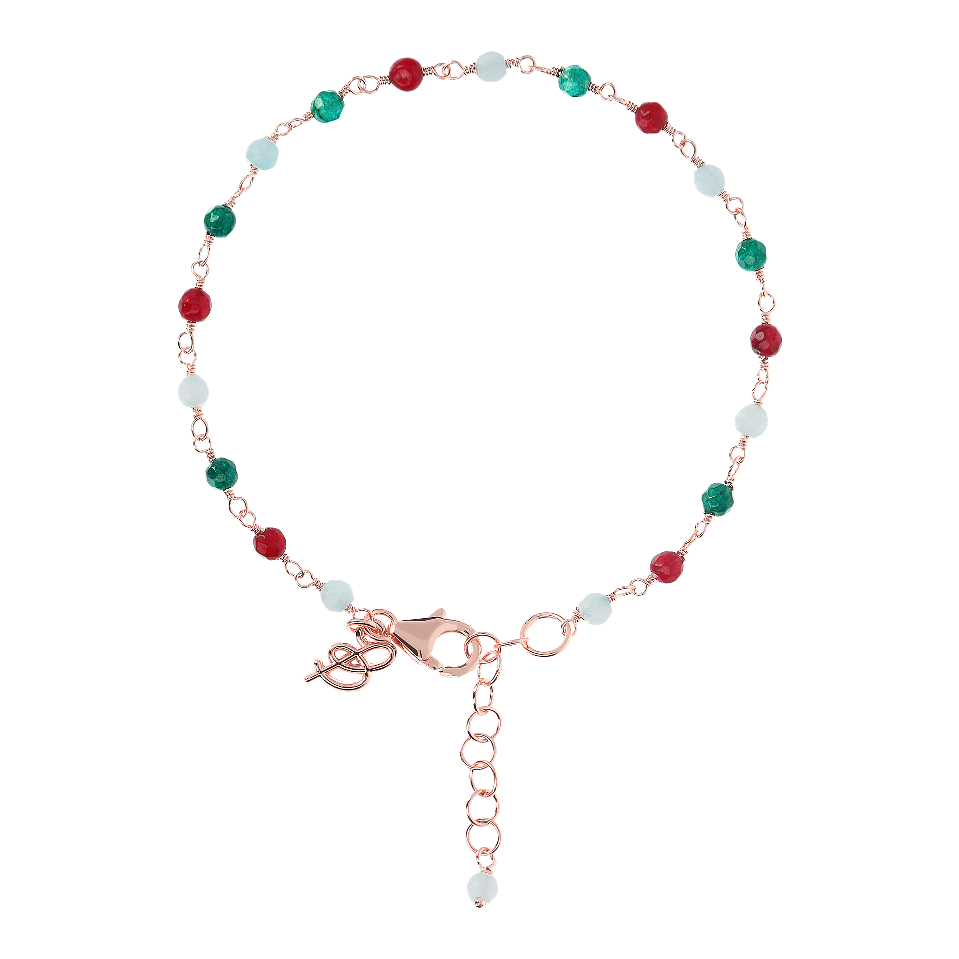 Bracciale a rosario rosè con quarzi multicolore