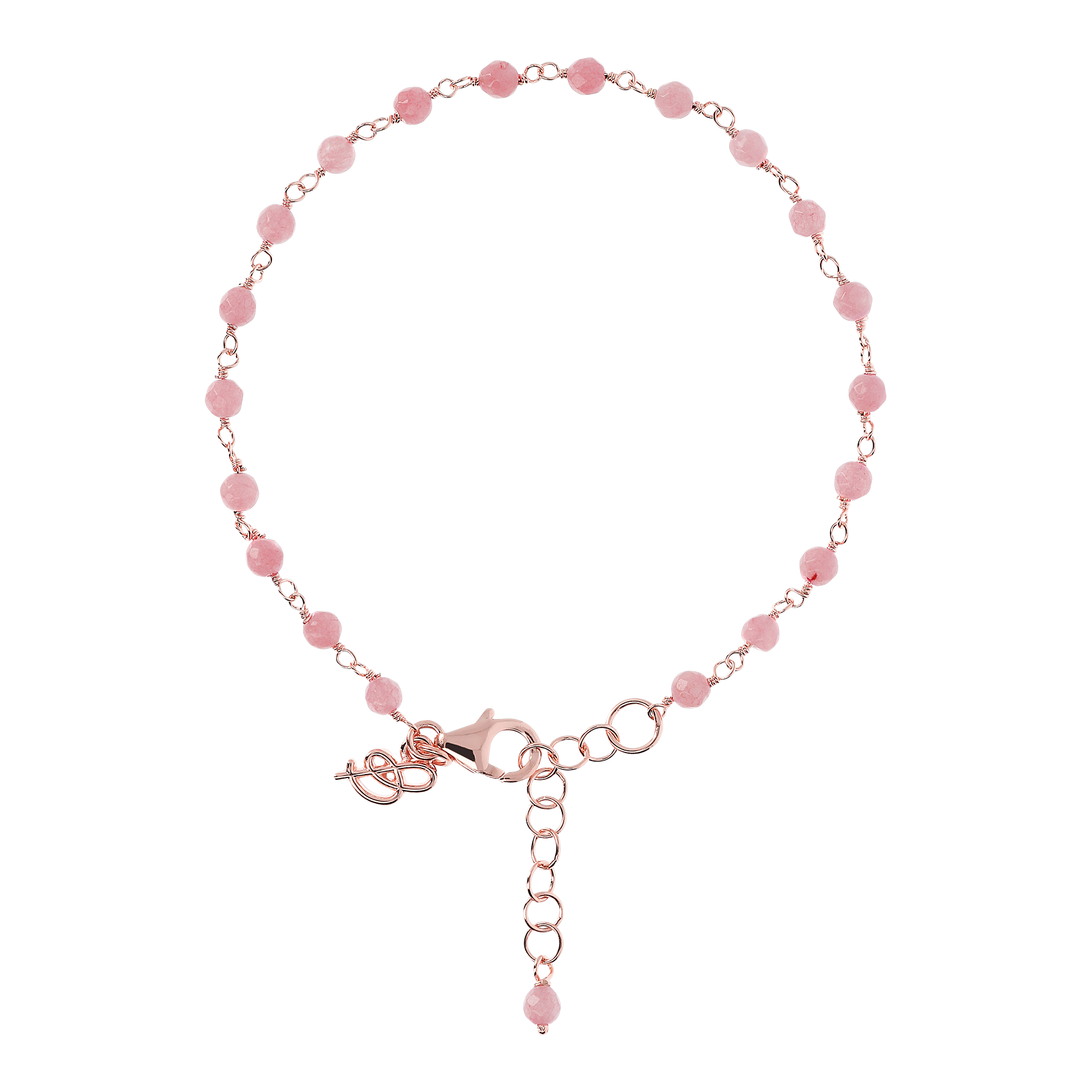 Bracciale rosè con pietre in quarzo rosa