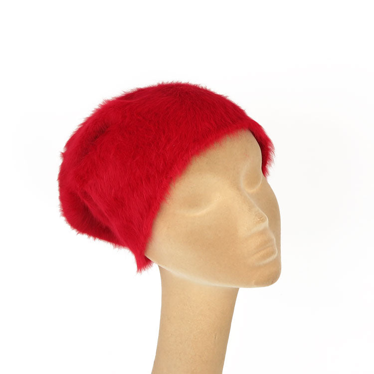 Cappello morbido in angora rossa