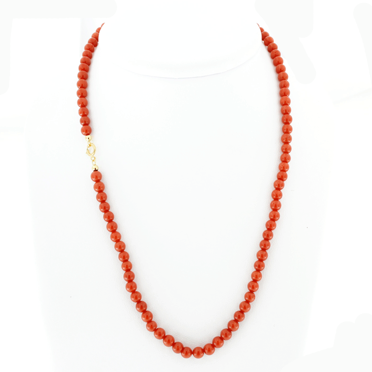 Collana in corallo rosso sferico mm4