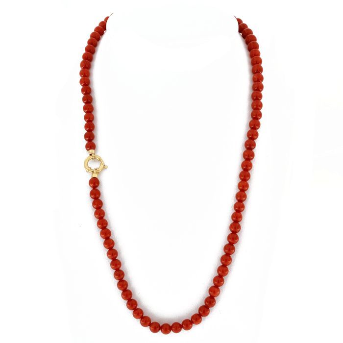 Collana di corallo rosso sferico 6 mm