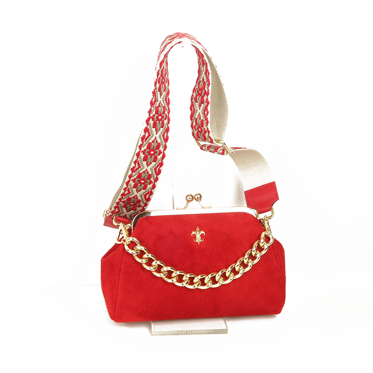 Borsetta camoscio rosso con tracolla omaggio