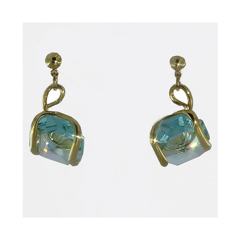 Orecchini pendenti con cristallo Swarovski acquamarina