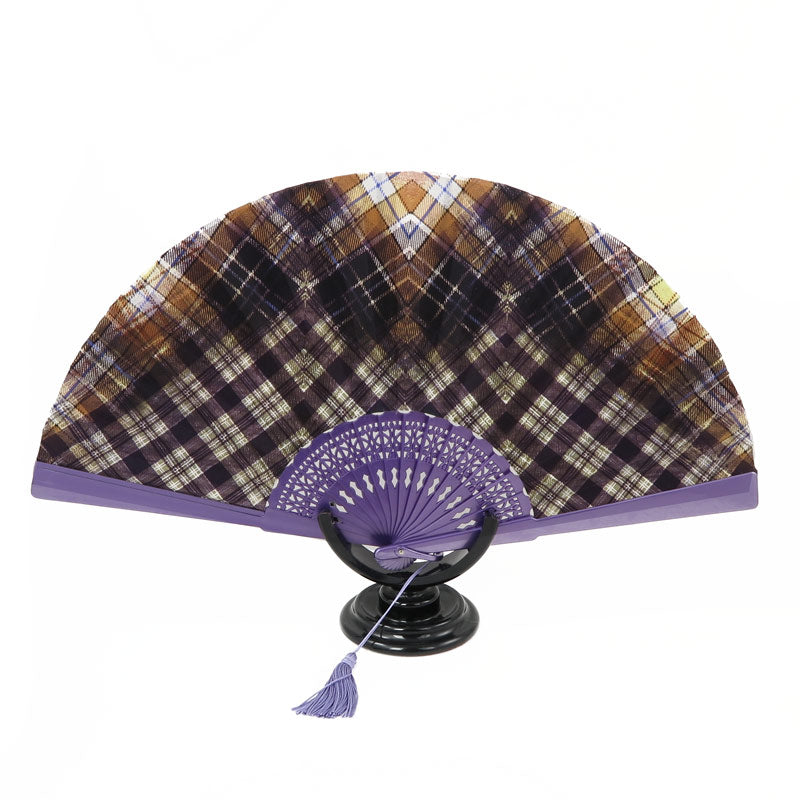 Ventaglio in seta fantasia "viola scozzese"