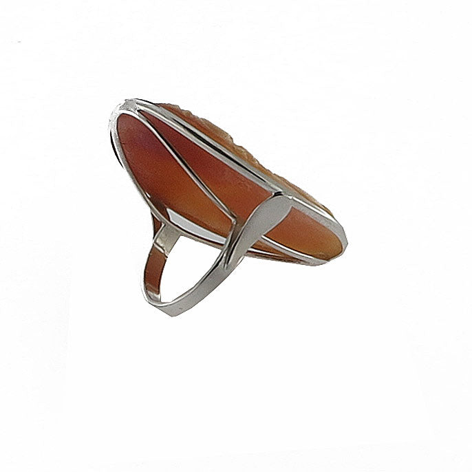 Silver ring with cameo with a woman's face