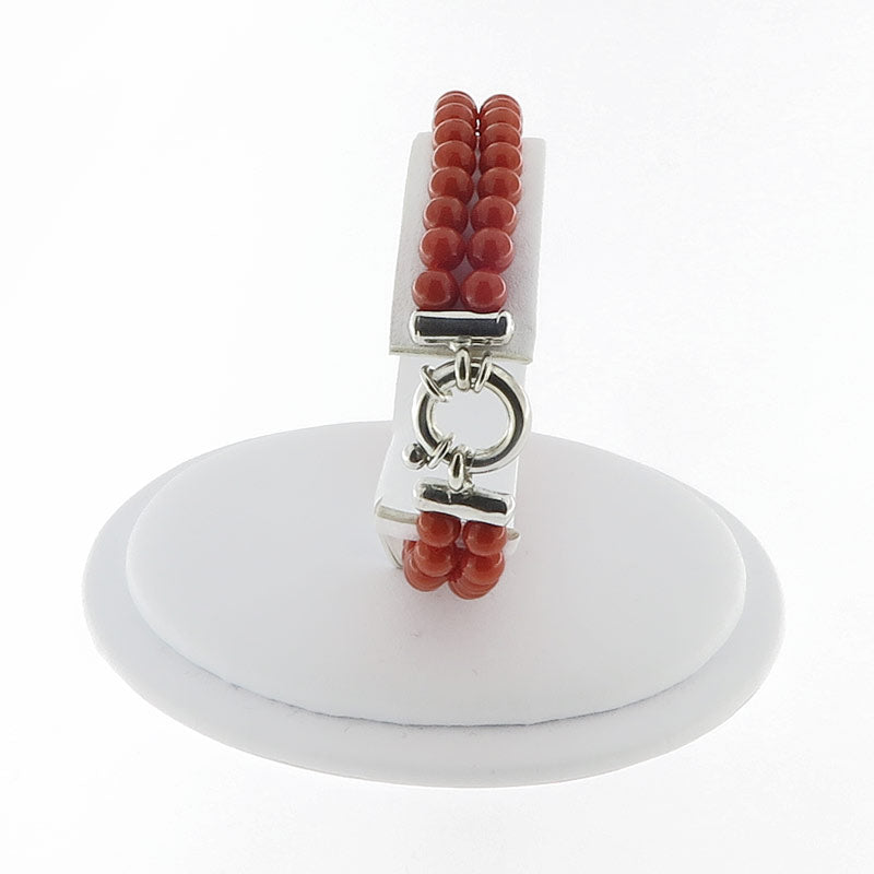 Bracciale in corallo rosso a due fili