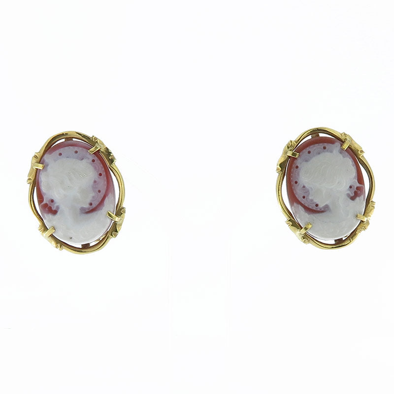 Hard stone and gold cameo earrings
