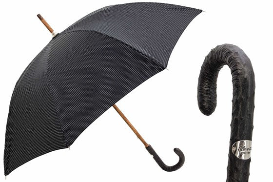 Men's umbrella with ostrich leather handle
