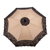 Ombrello parasole beige con pizzo nero