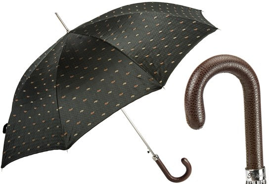 Men's umbrella with brown leather handle
