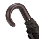 Ombrello da uomo pieghevole impugnatura in pelle marrone