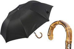 Black Folding Men's Umbrella Bamboo Handle