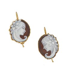 Orecchini cammeo con volto