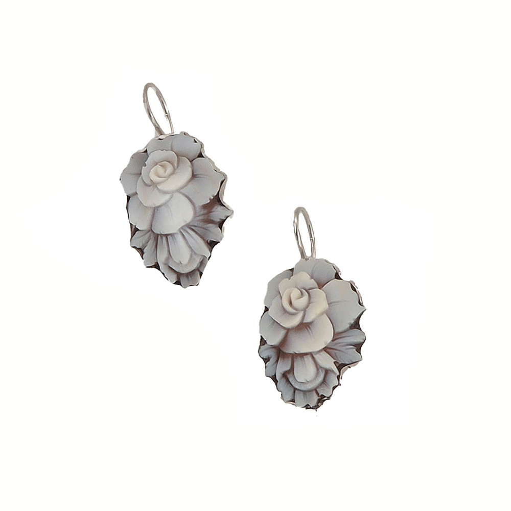 Cameo flower earrings