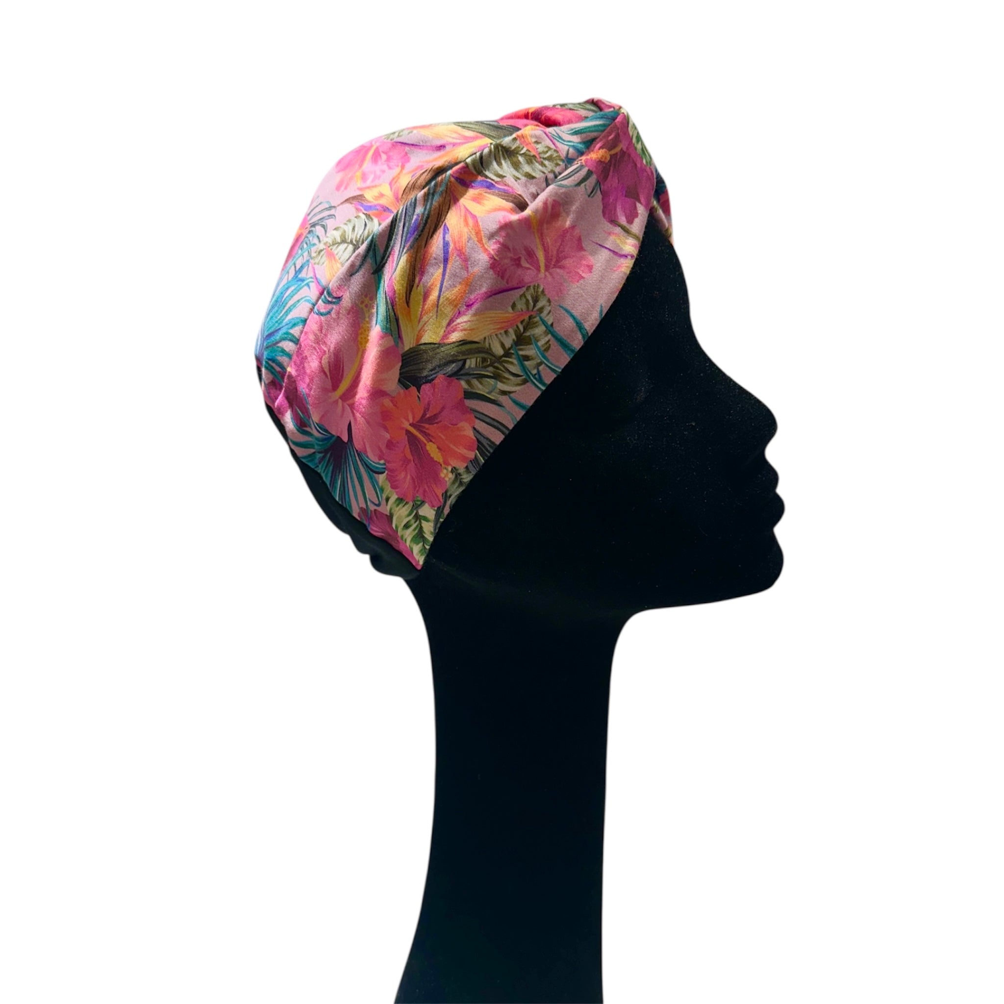 Paris headband with pink floral pattern