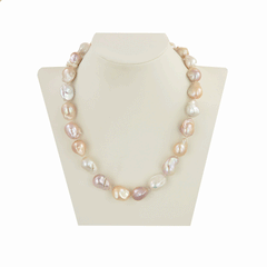 Pink baroque pearl necklace