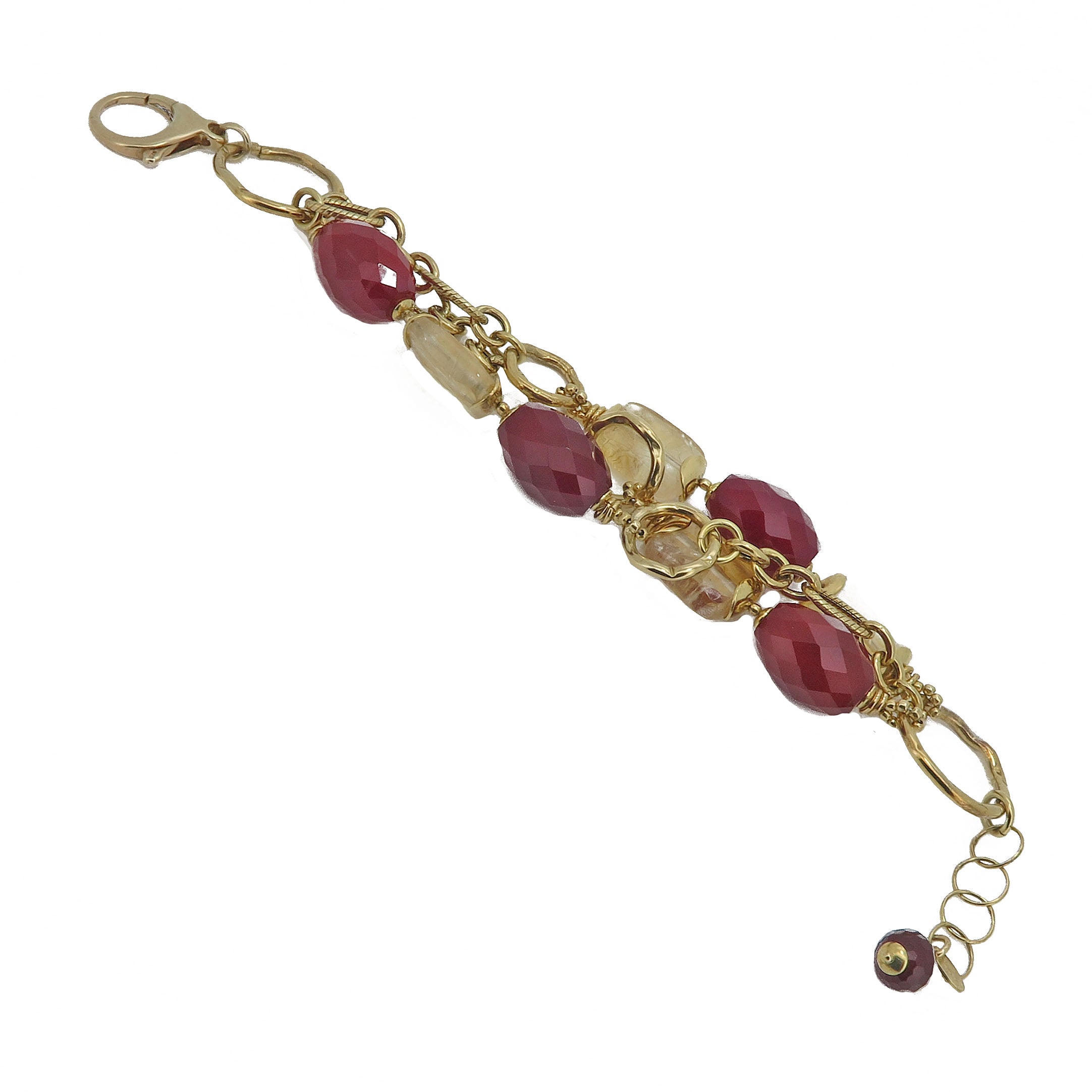 Bracciale con agata bordeaux a tre fili