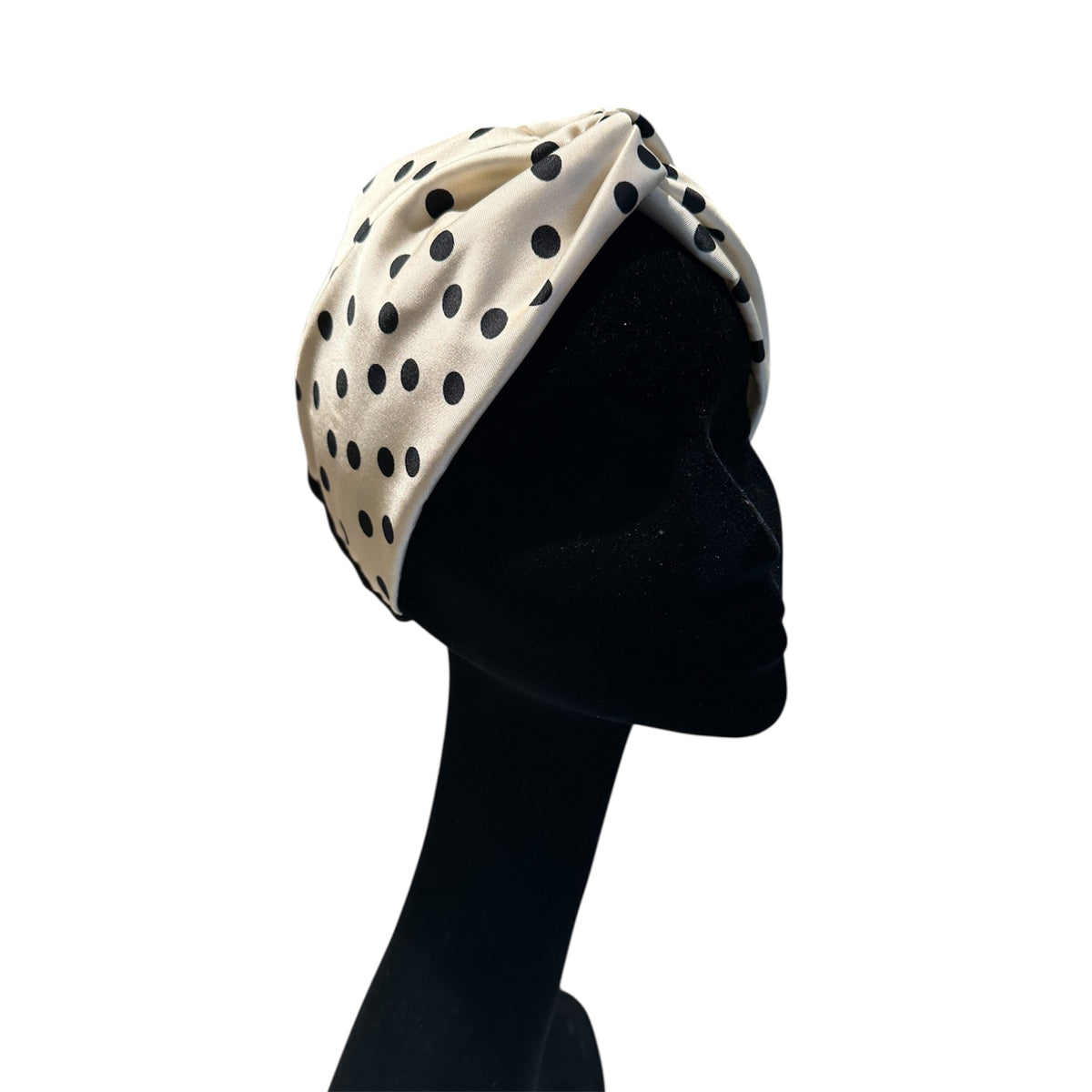 Fascia Per Capelli A Pois Bianco Nero, Stile Bandana Con Fiocco, Handmade, Nuova Con Etichetta