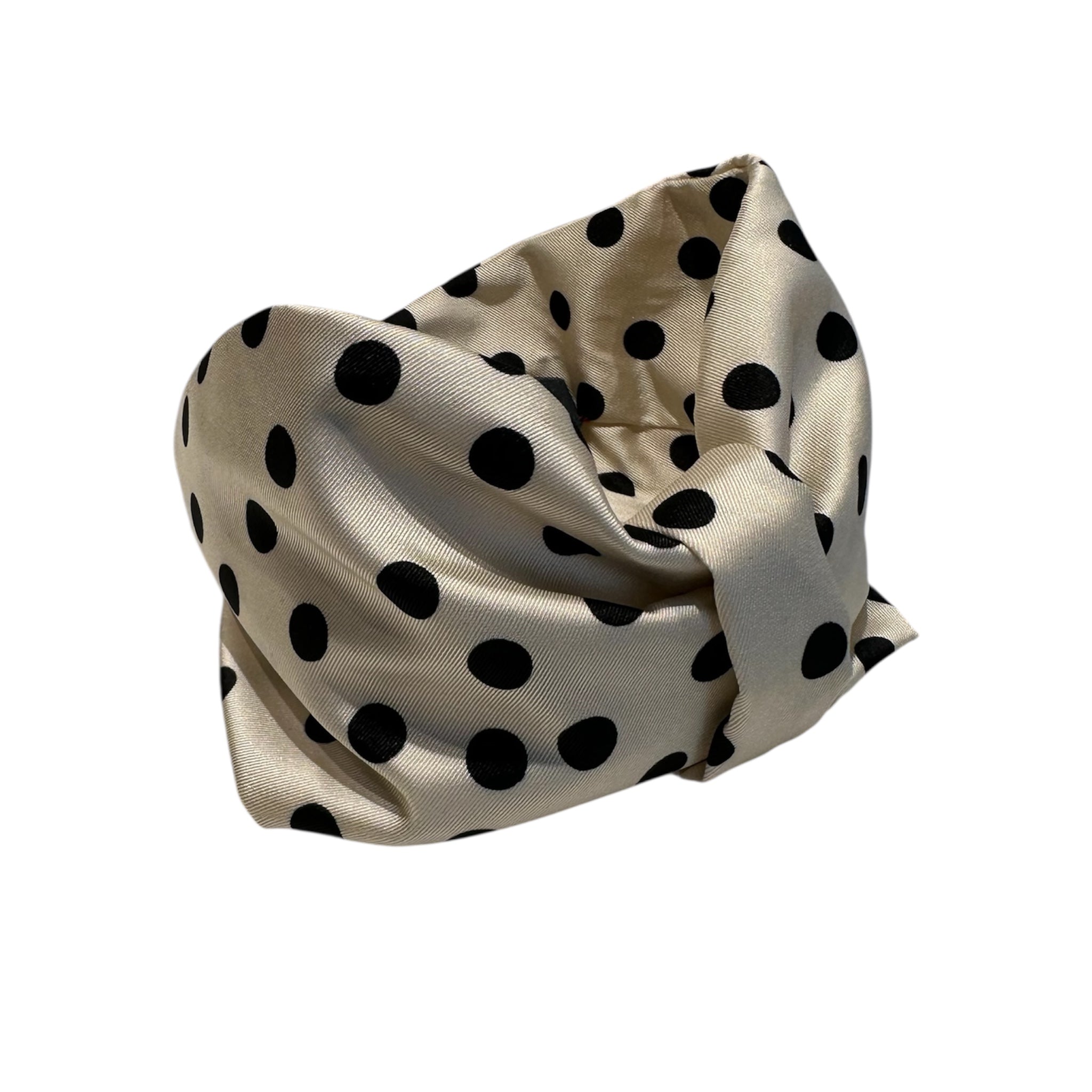 Polka dot hairband with silk loop