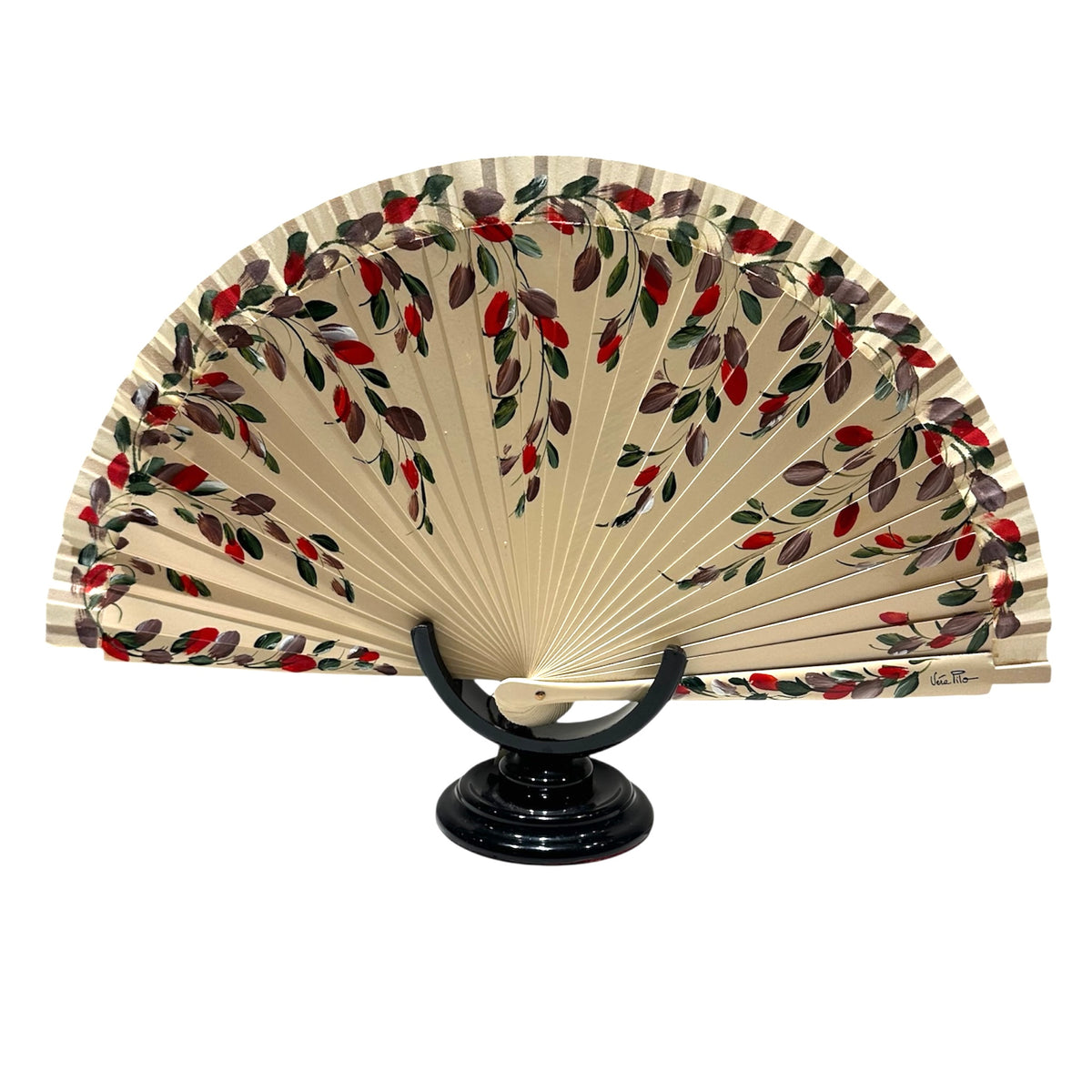 Patterned Fan Patterned fan with lacquered wood | Viganò Milano 1919
