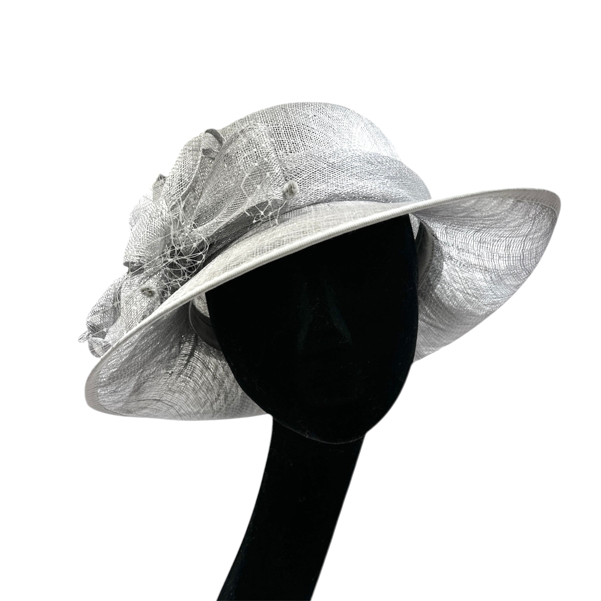 Cappello da cerimonia donna grigio perla