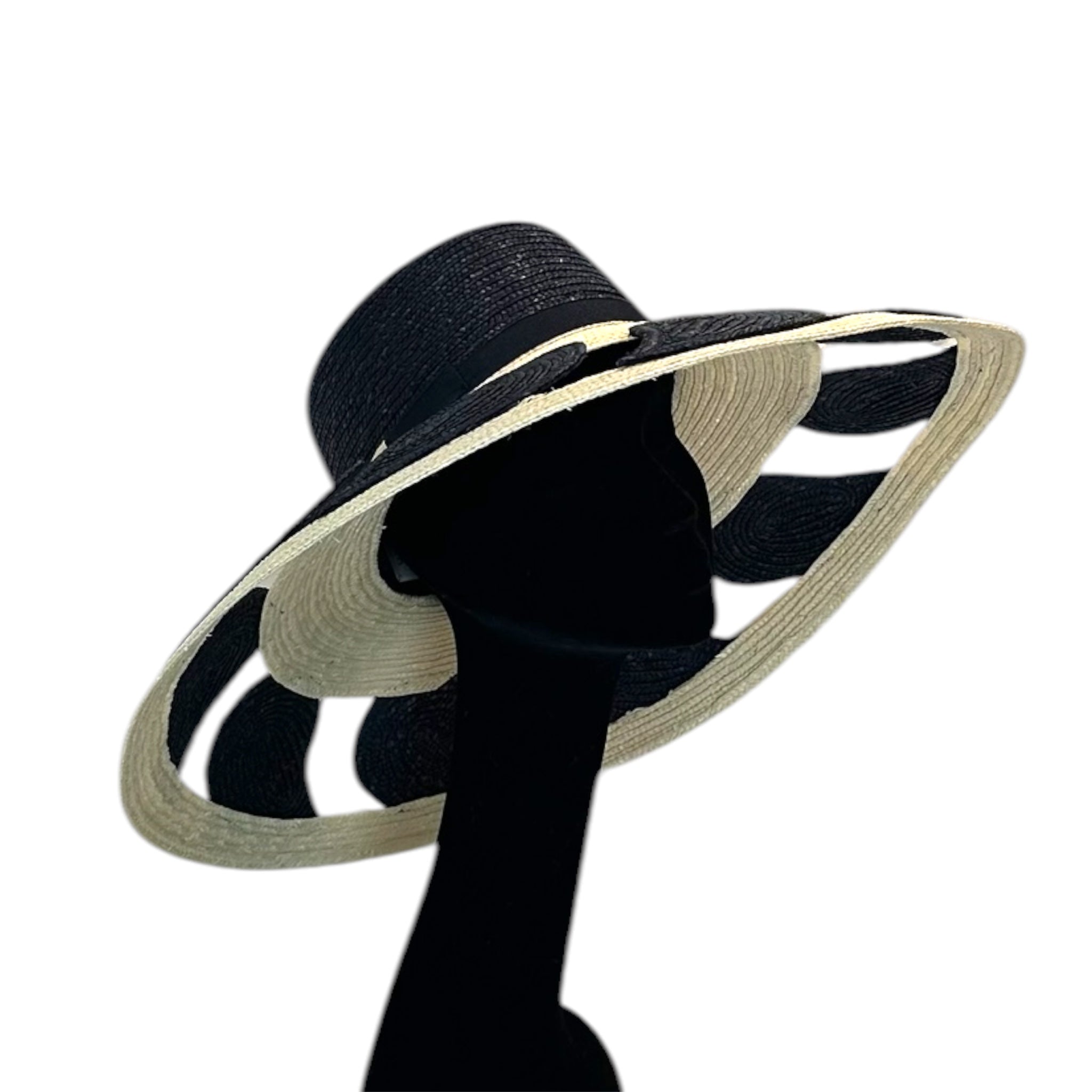 Cappello di paglia da donna blu traforato