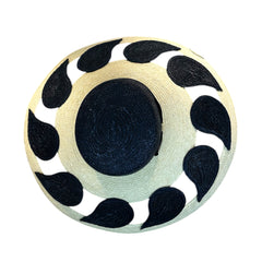 Women's blue perforated straw hat