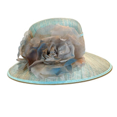 Cappello da cerimonia color tiffany e tortora