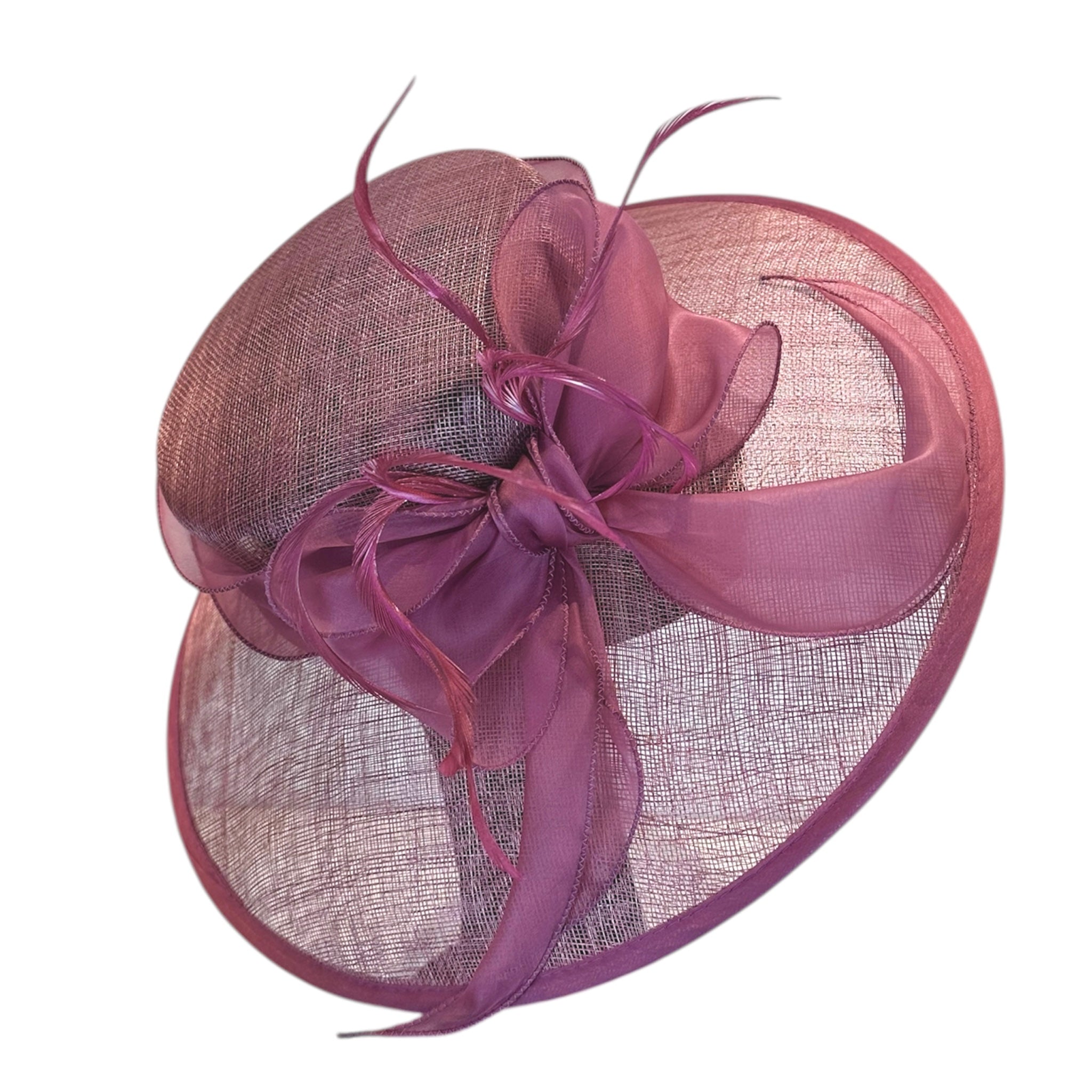 Cappello da cerimonia color glicine con fiocco e piume