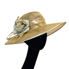 Cappello da cerimonia colore oro con fiore