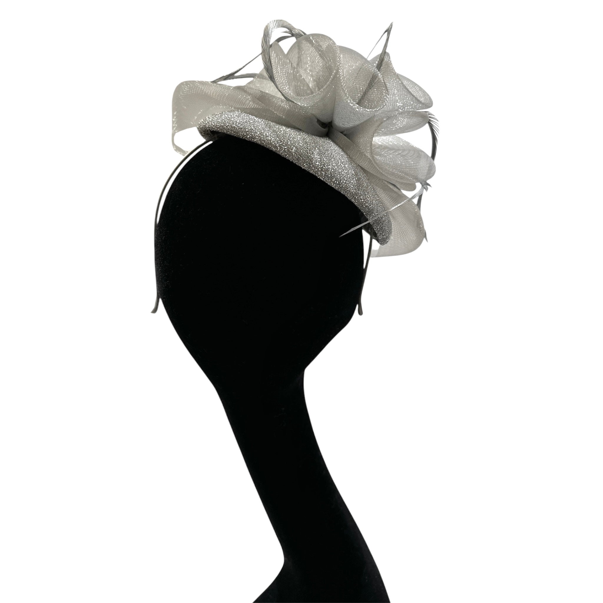 Cappello da cerimonia argento con cerchietto