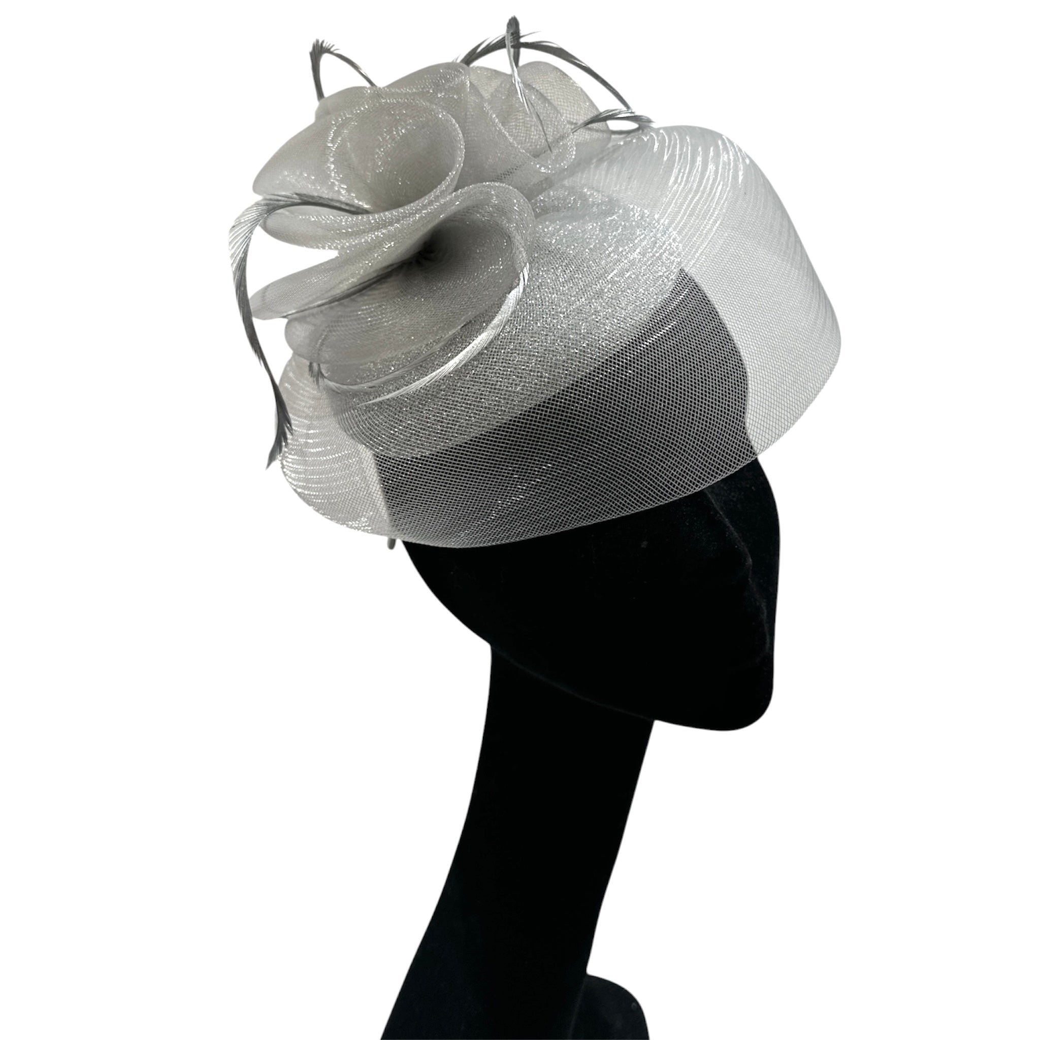 Cappello da cerimonia argento con cerchietto