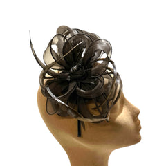 Fascinator da cerimonia marrone in seta