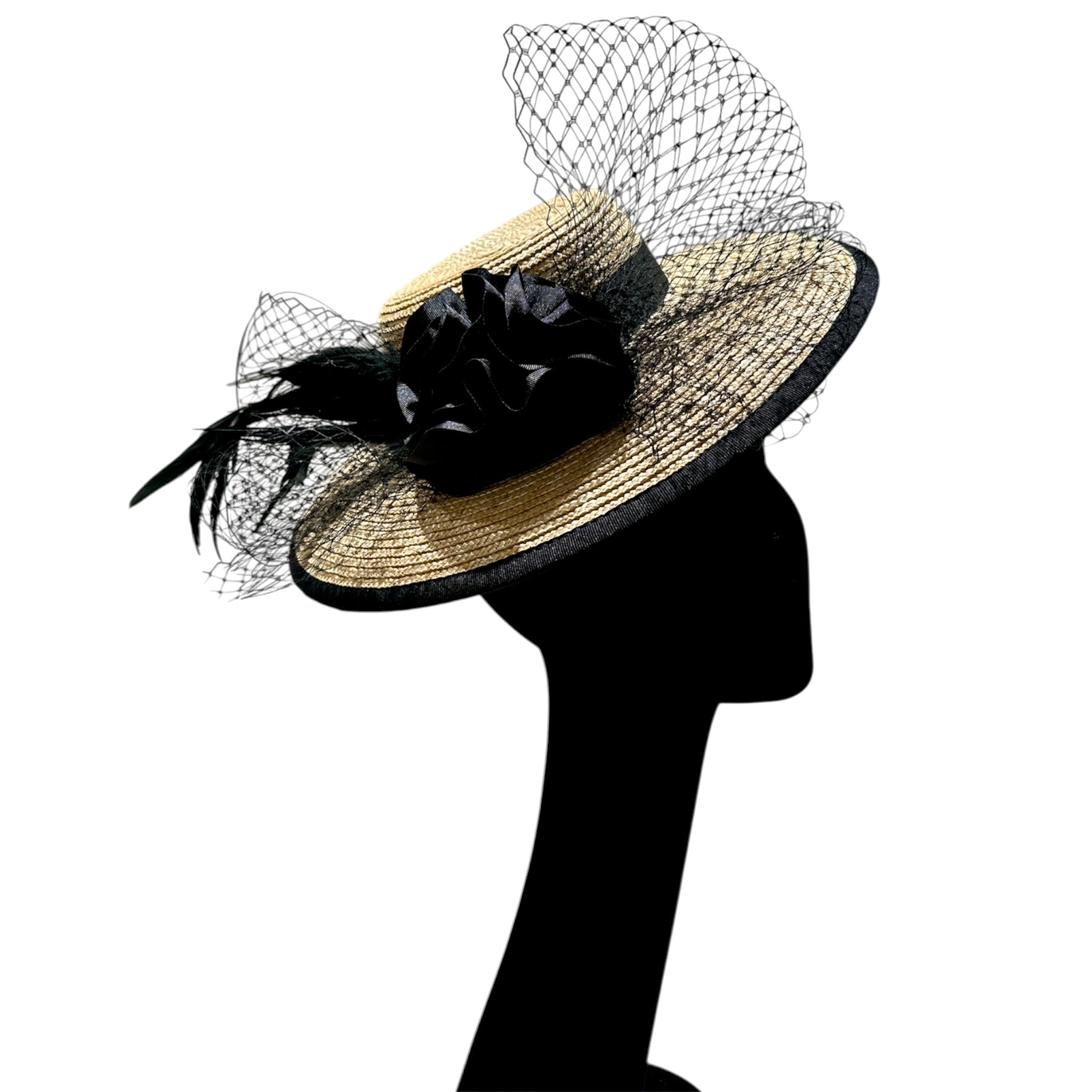 Cappello cerchietto da cerimonia in paglia