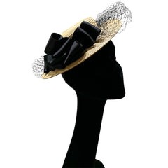 Cappello cerchietto da cerimonia in paglia
