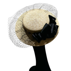 Cappello cerchietto da cerimonia in paglia