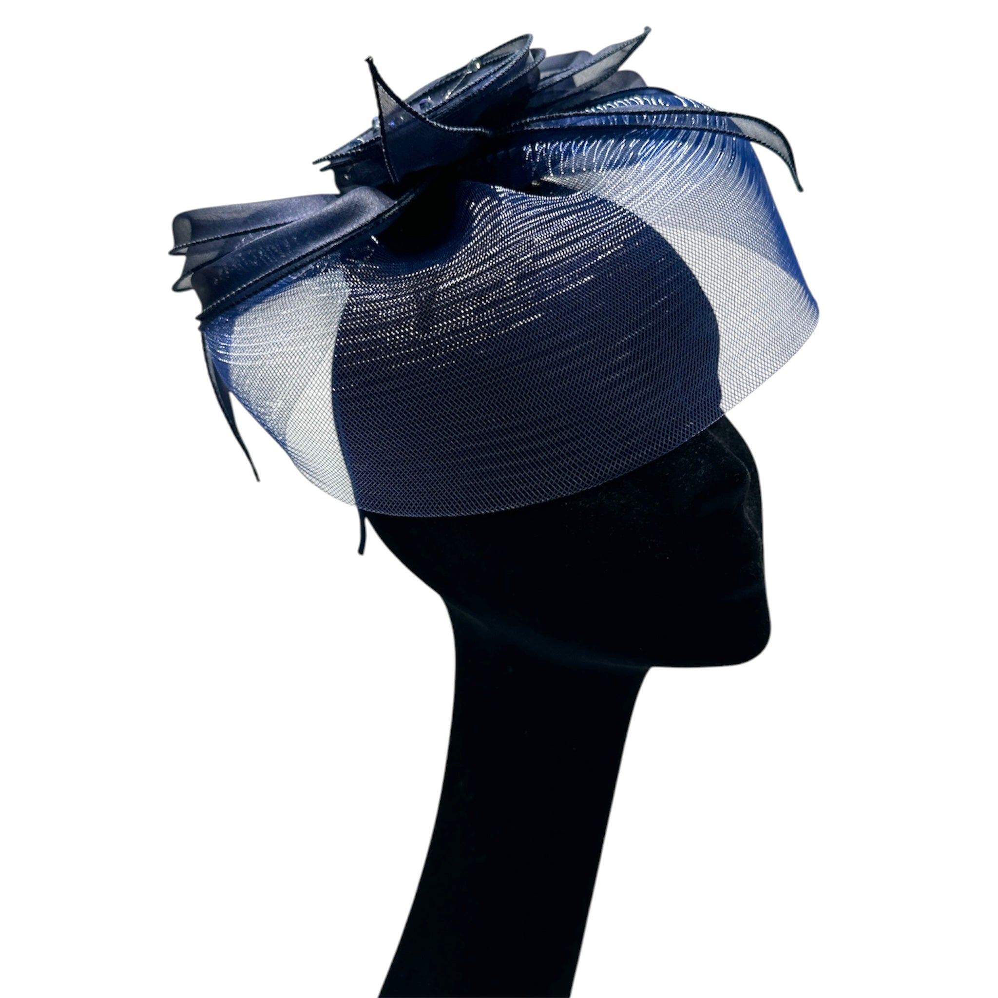 Cappello cerchietto da cerimonia blu scuro