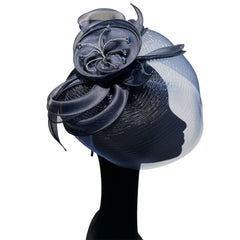 Cappello cerchietto da cerimonia blu scuro