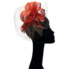 Cappello cerchietto da cerimonia color mattone