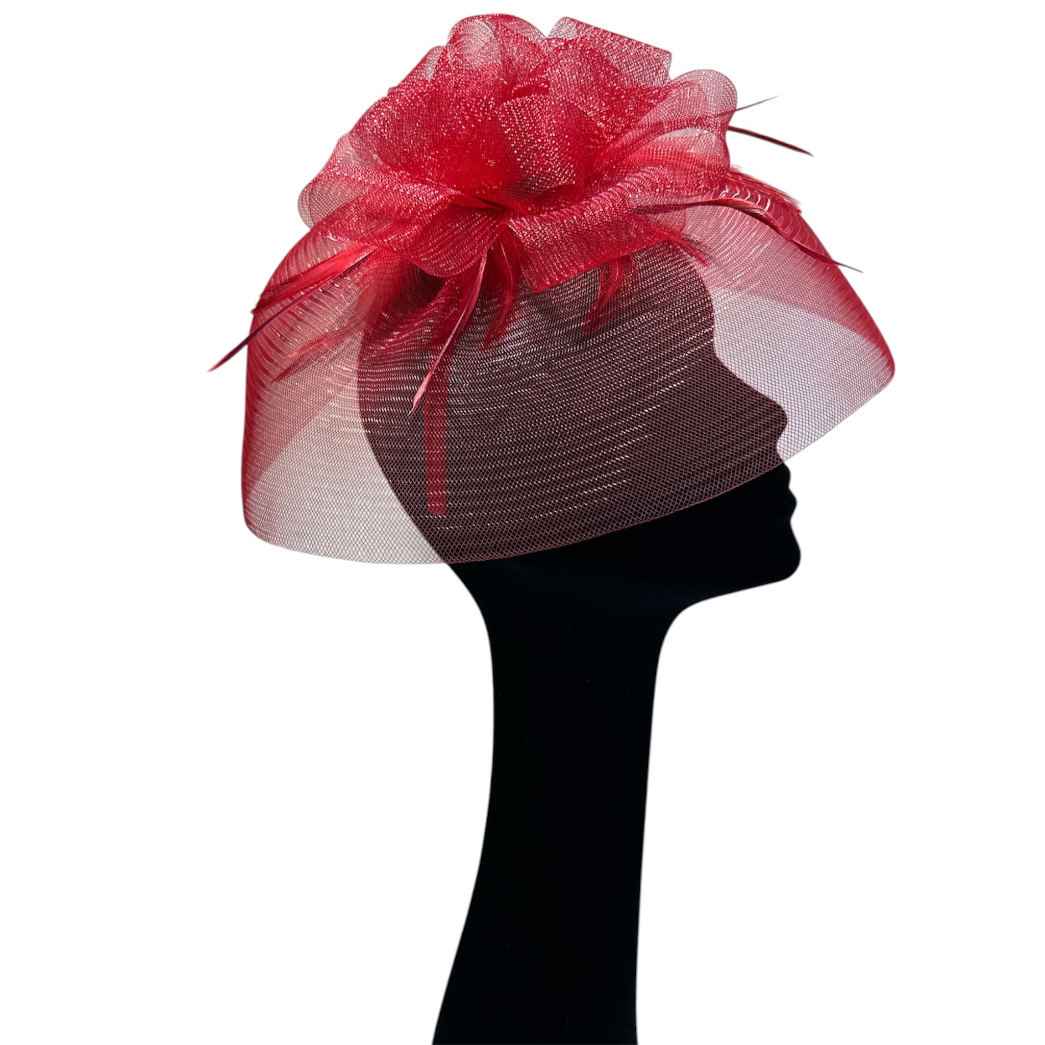 Cappello  cerchietto da cerimonia rosso