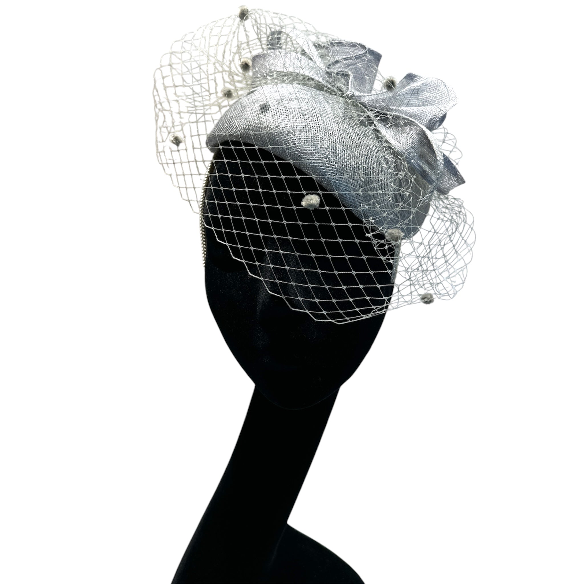 Cappello cerchietto da cerimonia grigio perla