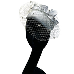 Cappello cerchietto da cerimonia grigio perla
